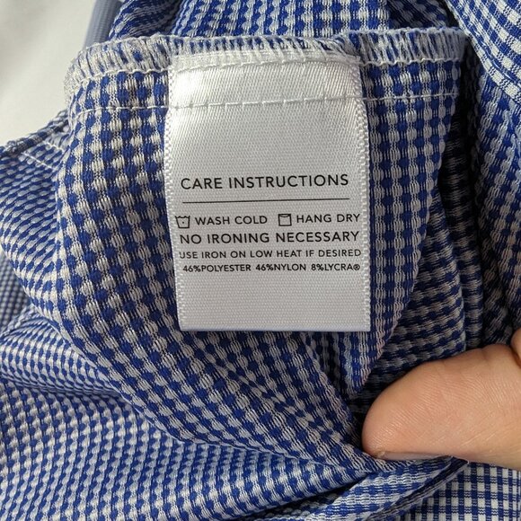 Mizzen + Main Spinnaker Collection Trim Fit Blue White Check Gingham Mens Sz XL - Picture 5 of 7